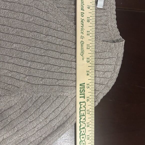 Croft & Barrow Cable Knit V-Neck Sweater Beige Size Medium Workwear No Size Tag - Picture 4 of 11